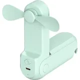 (grüner) Mini-usb-ventilator – Tragbar – Batteriebetrieben – Wiederaufladbar – Faltbar – Mit Taschenlampe – Standfunktion