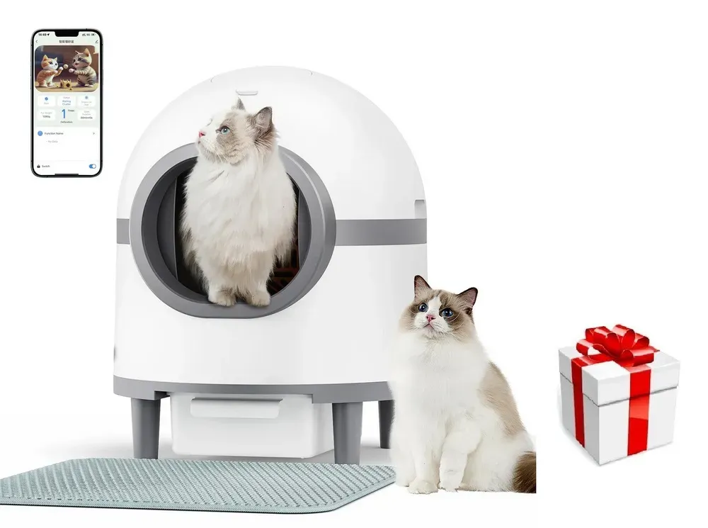 Smartes selbstreinigendes Katzenklo smart wifi App 60l (54 x 54 x 63 cm) + Überraschung für die Katze (Rabatt für Stammkunden 3%)