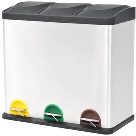 deluke Mülleimer 3 Fächer 18 l Silber