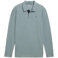 Tom Tailor Herren Langärmliges Piqué Poloshirt, grün, Uni, Gr. M