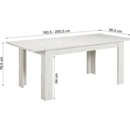 Homestyle4u Esstisch 90,5 x 76,5 x 160 cm weiß