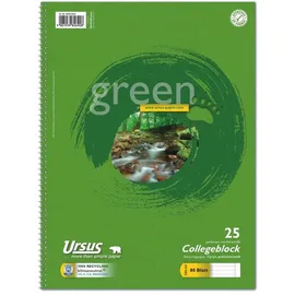Ursus Ursus® Collegeblock green Lineatur 25 liniert DIN A4 Außenrand, 1 Block