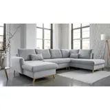 miuform Wohnlandschaft mit Schlaffunktion Scandic Lagom ¦ grau ¦ Maße (cm): B: 312 H: 90