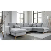 miuform Wohnlandschaft mit Schlaffunktion Scandic Lagom ¦ grau ¦ Maße (cm): B: 312 H: 90