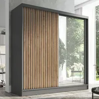 A&J MöbelLand Schwebetürenschrank LINA 2-türig Schrank 200 cm mit Spiegel Grau