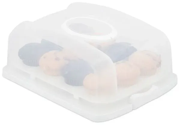 Relaxdays Kuchenbox rechteckig Weiß,Transparent
