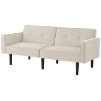 Refined Living Schlafsofa 2-in-1-Sofabett, Zweisitzer-Sofa, mit verstellbaren Rückenlehnen, Multifunktionales Sofa, Gästebett, Sofa mit 6 Holzfüßen, Kleines Schlafsofa, Platzsparendes Sofa,Atmungsaktiver Baumwoll-Leinen-Stoff, Individuell verstellbare Doppelrückenlehnen, Baumwoll-Leinen Sofa, mit Schlaffunktion, Klappsofa, Relaxsofa 1 Teile, für Kleine Wohnungen, Gästezimmer, Wohnzimmer,Homeoffice beige