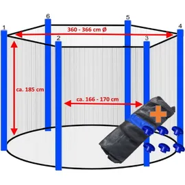 walexo Sicherheitsnetz Schwarz/Blau Ø 366 cm