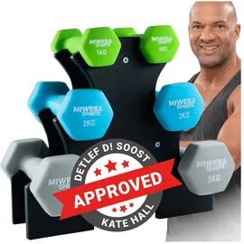 MIWEBA Gymnastikhantel-Set 1-3 kg Neopren/Vinyl grau/grün/türkis