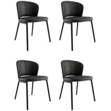 Magnolia Home Esszimmerstuhl 4er Set Esszimmerstuhl Design Küchenstuhl Dean Kunstleder schwarz Meta