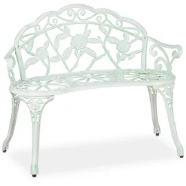 Relaxdays Gartenbank 98 x 78 x 55,5 cm Weiß/Grün