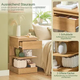 SoBuy Nachttisch Nachtschrank Kommode mit Schublade und 2 Ablagen Beistelltisch 39x65x39cm