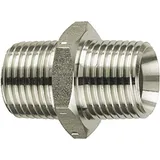 Riegler Doppelgewindenippel, R 1/8 a., R 1/4 a., SW 14, Edelstahl 1.4571