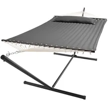 Juskys Hängematte Cata mit Gestell und Kissen - Doppelhängematte für 2 Personen - 200kg - Anthrazit