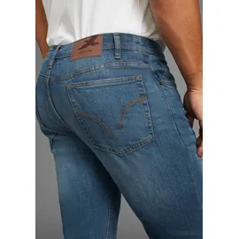 Arizona Stretch-Jeans ARIZONA, Herren, Gr. 34, Länge 32, blauus, Denim/Jeans, Obermaterial: 98% Baumwolle, 2% Elasthan, unifarben, Basic, straight fit lang, Jeans, gerade Beinform, niedrige Leibhöhe, mit Gürtelschlaufen