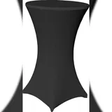 EXKLUSIV HEIMTEXTIL Stehtischhusse Stretch für Bistrotisch mit 4 Fußlaschen elastisch Ø 80-85x110-120 cm Schwarz