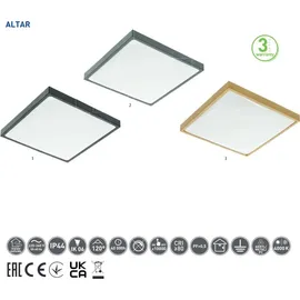 Gtv 24W LED Deckenleuchte 30x30 cm eckig Aluminium schwarz