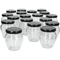 Mambocat 18er Set Marmeladengläser 212ml Deckel Schwarz