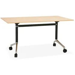 Kadima Design Bürotisch Klappbar | 140 x 70 cm | Kompakt Flexibel Arbeitsfläche | Beige | Arbeitstisch