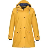 Jeronimo Friesennerz Fehmarn Damen PU Regenmantel Frauen Regenjacke Damen Jacke mit verstellbarer Kapuze Lang Winddicht Wasserdicht Gelb (52, Gelb) - 52