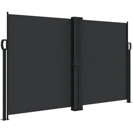 vidaXL Seitenmarkise Ausziehbar 140 x 600 cm Schwarz Polyester