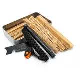 Set aus Feuerstarter, Feuerstahl, Ferrocerium mit Kienspan in Zinnbox von Ödland