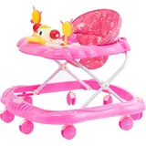 SEVICO Lauflernhilfe Babywalker mit Spielset Lauflernwagen Gehfrei Baby Kinder Rosa V12-ROSE - Rosa