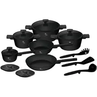 Berlinger Haus Matt-Schwarz Topf-Set 15-tlg. Kochtopf + Glasdeckel