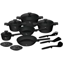 Berlinger Haus Matt-Schwarz Topf-Set 15-tlg. Kochtopf + Glasdeckel