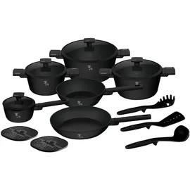 Berlinger Haus Matt-Schwarz Topf-Set 15-tlg. Kochtopf + Glasdeckel