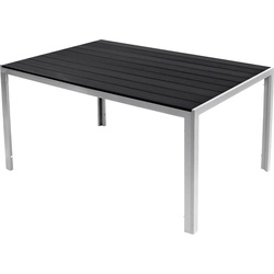 Mojawo, Gartentisch + Balkontisch, XL Non-Wood Gartentisch Aluminium Silber / Schwarz 180x90cm (180 cm)