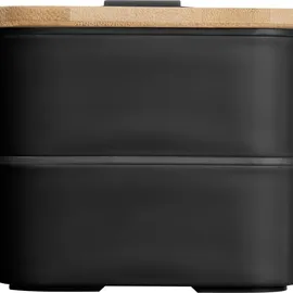 MacMa Große Brotdose / Lunchbox / 2-stöckig / mit Besteck / Farbe: schwarz