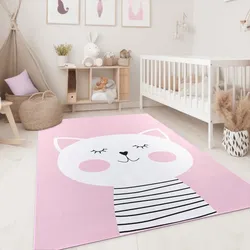 Fresh Kids Tiere Katze Rosa 160x220 cm