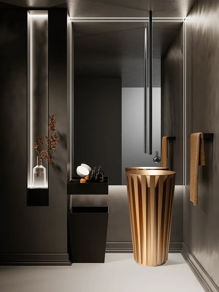 Glassdesign Aquamara Waschtischsäule VetroFreddo mit AntiScratch - Bronze