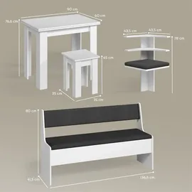 livinity® Eckbankgruppe, Weiß 180 x 180 cm mit Tisch