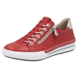 Rieker Slip-On Sneaker, Slipper, Schlupfschuh, Halbschuh, Freizeitschuh in schmaler Form, Gr. 37, rot-creme, , 40478534-37