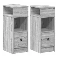 VidaXL Nachttische 2 Stk. mit Schublade Grau Sonoma 25x31x66