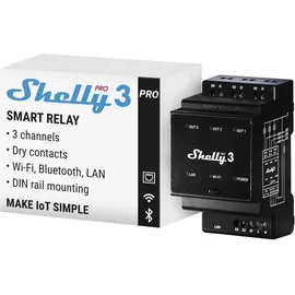 Shelly Pro 3 - Wlan, LAN Smart-Relais-Schalter, Ein- - Dreiphasig, 3 Kanal, 16A, Potenzialfreie Kontakte, Garagentor | Beleuchtung, Hutschiene, Heimautomatisierung, Kein Hub Erforderlich
