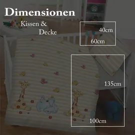 BestLivings Kinder Bettwäsche (100x135cm / 40x60cm) - Elefant & Giraffe