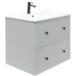 Naturel Forli Badezimmerschrank mit Waschbecken 60x45x46 cm grau matt FORLI60GMU