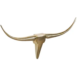 FineBuy Deko Geweih Bull M Aluminium Design Hörner 100cm Wanddekoration Gold