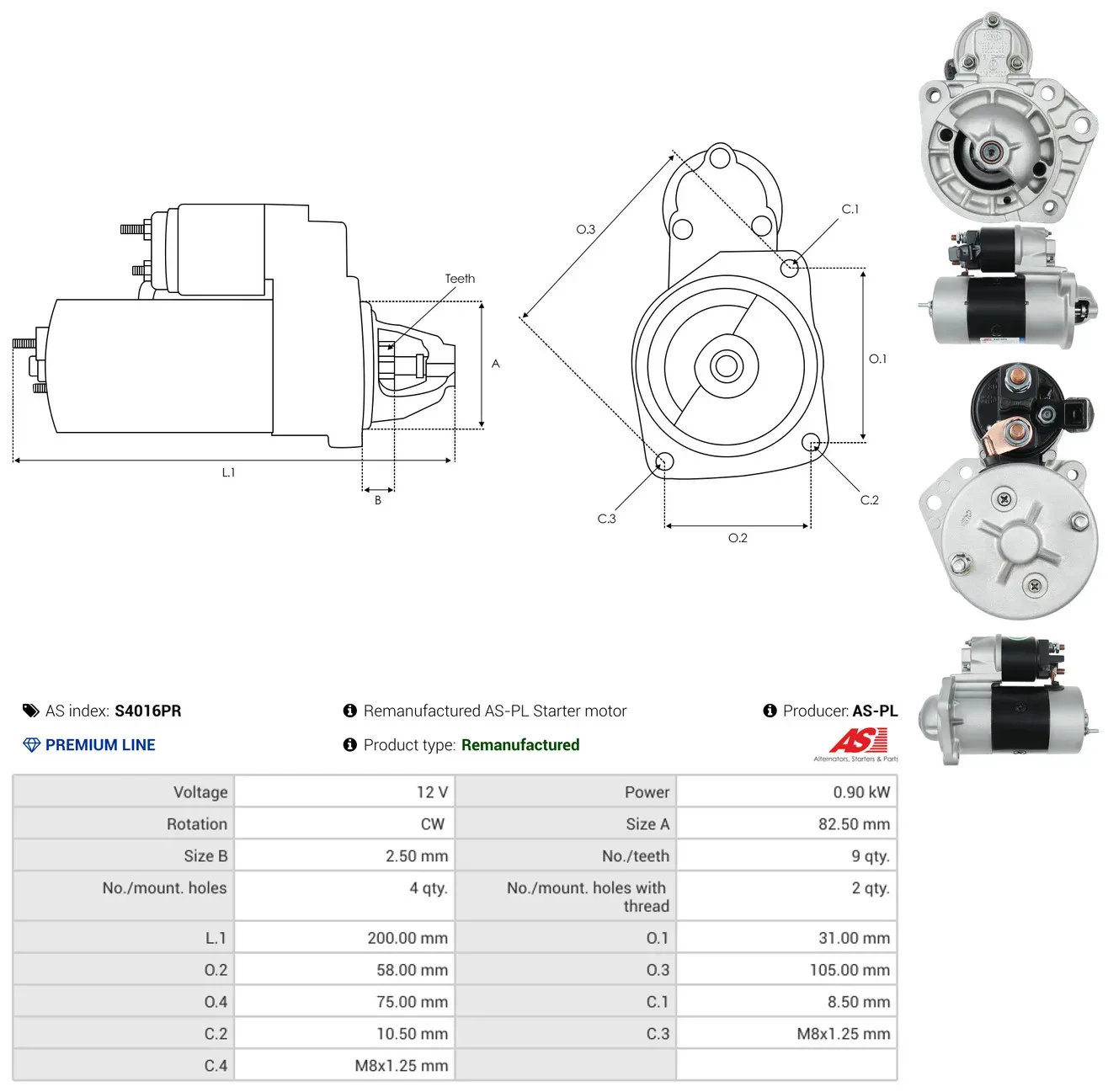 AS-PL Starter s4016pr für VW