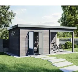Wolff Finnhaus WPC Trend D+ inkl. Lounge 6 x 3,32 x 2,51 m grau