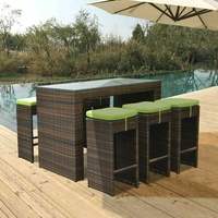 Luxus Premium Rattan Bar Set 7-teilig für 6 Personen Lounge Set inkl. Auflagen