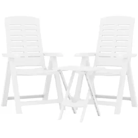 vidaXL 3-tlg. Garten-Essgruppe Weiß Polypropylen