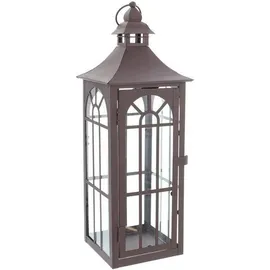 Dekoleidenschaft Laterne aus Metall & Glas 45 cm hoch Hängelaterne braun