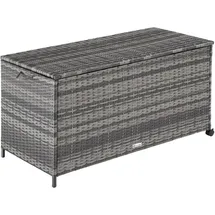 Tectake tectake® Auflagenbox, mit Aluminiumgestell und Rattangeflecht, komfortable Hubautomatik, 117 x 54 x 64 cm,