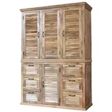 baario Kleiderschrank Kleiderschrank MAREDA Lamellen Massivholz Lamellenschrank Landhausstil braun