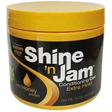 shine 'n jam Ampro Shine-n-Jam Maximum Hold - Infused with Honey Extract to Strengthen Hair - Great for Taming Fringe, Ponytails, Soft Weaves and Braids - Keeps Firm Zöpfe mit Non-Greasy Shine - 454 g