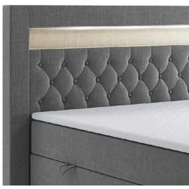m-punkt Boxspringbett Paris 180 x 200 cm H3 Grau